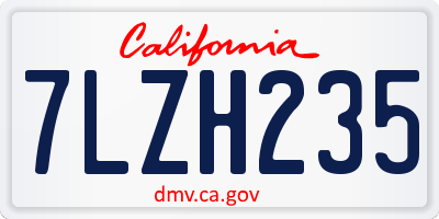 CA license plate 7LZH235