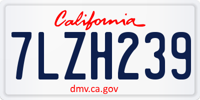 CA license plate 7LZH239
