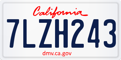 CA license plate 7LZH243