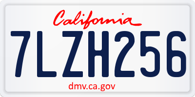 CA license plate 7LZH256