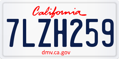 CA license plate 7LZH259