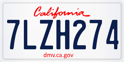 CA license plate 7LZH274