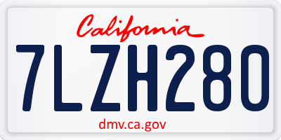 CA license plate 7LZH280