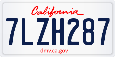 CA license plate 7LZH287