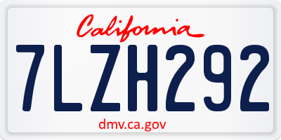CA license plate 7LZH292