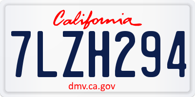 CA license plate 7LZH294