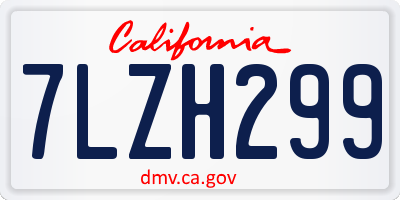 CA license plate 7LZH299