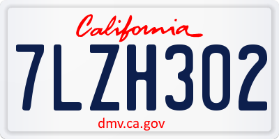 CA license plate 7LZH302