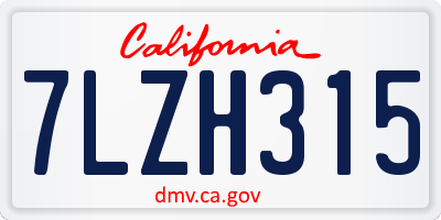CA license plate 7LZH315