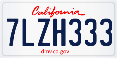 CA license plate 7LZH333