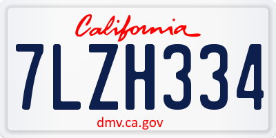 CA license plate 7LZH334