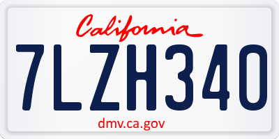 CA license plate 7LZH340