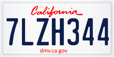 CA license plate 7LZH344