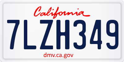 CA license plate 7LZH349