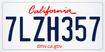 CA license plate 7LZH357