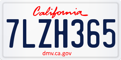 CA license plate 7LZH365