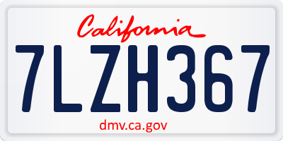 CA license plate 7LZH367