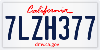 CA license plate 7LZH377