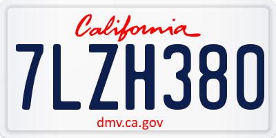 CA license plate 7LZH380