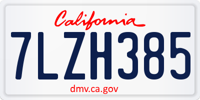 CA license plate 7LZH385
