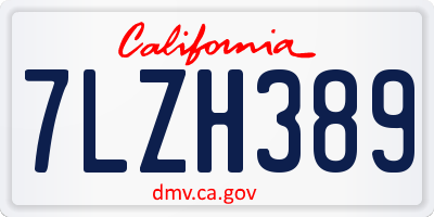 CA license plate 7LZH389
