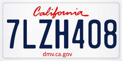 CA license plate 7LZH408
