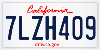 CA license plate 7LZH409