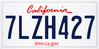 CA license plate 7LZH427
