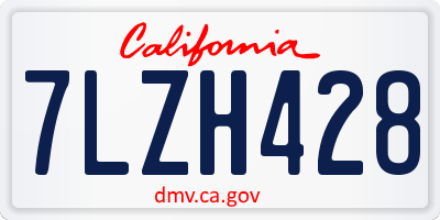 CA license plate 7LZH428