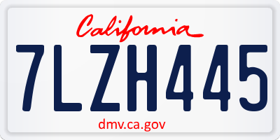 CA license plate 7LZH445