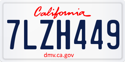 CA license plate 7LZH449