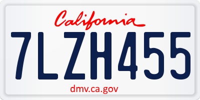 CA license plate 7LZH455