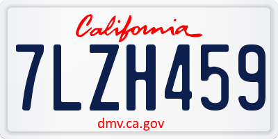 CA license plate 7LZH459