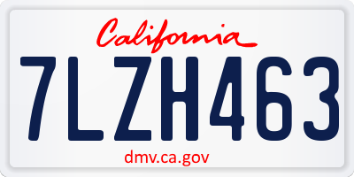 CA license plate 7LZH463