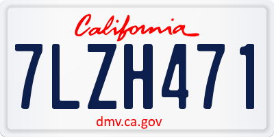CA license plate 7LZH471