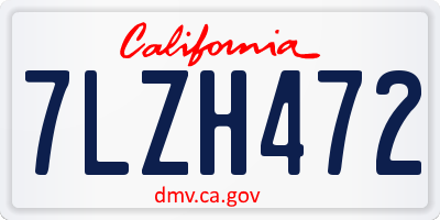 CA license plate 7LZH472
