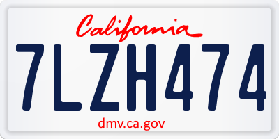CA license plate 7LZH474