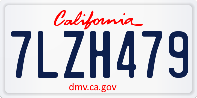 CA license plate 7LZH479