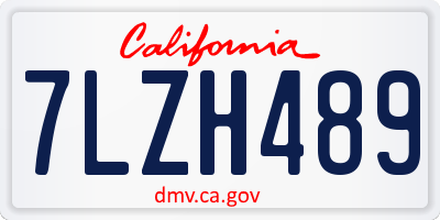 CA license plate 7LZH489