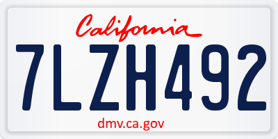 CA license plate 7LZH492