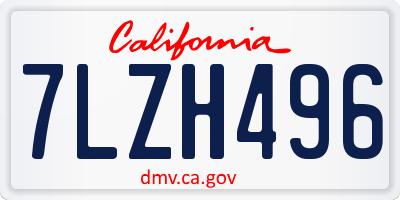 CA license plate 7LZH496