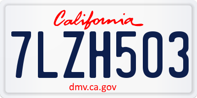 CA license plate 7LZH503