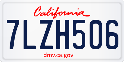CA license plate 7LZH506