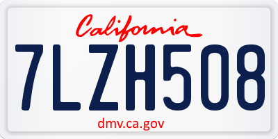 CA license plate 7LZH508