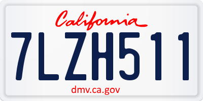 CA license plate 7LZH511