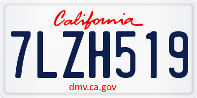 CA license plate 7LZH519
