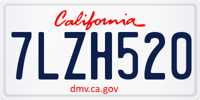 CA license plate 7LZH520