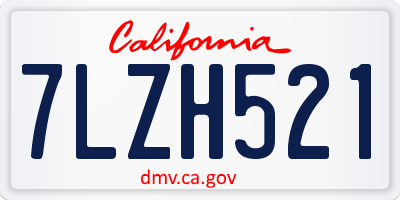 CA license plate 7LZH521
