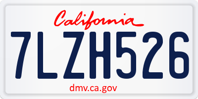 CA license plate 7LZH526