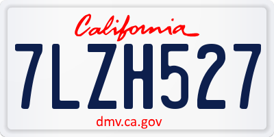 CA license plate 7LZH527